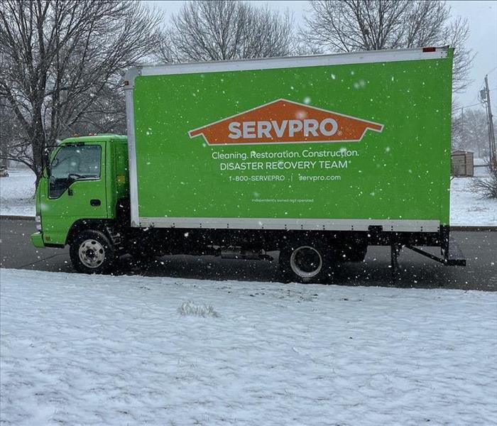 A SERVPRO truck in the snow.