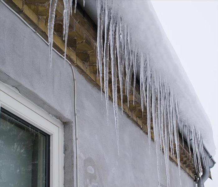 Ice hanging from gutters